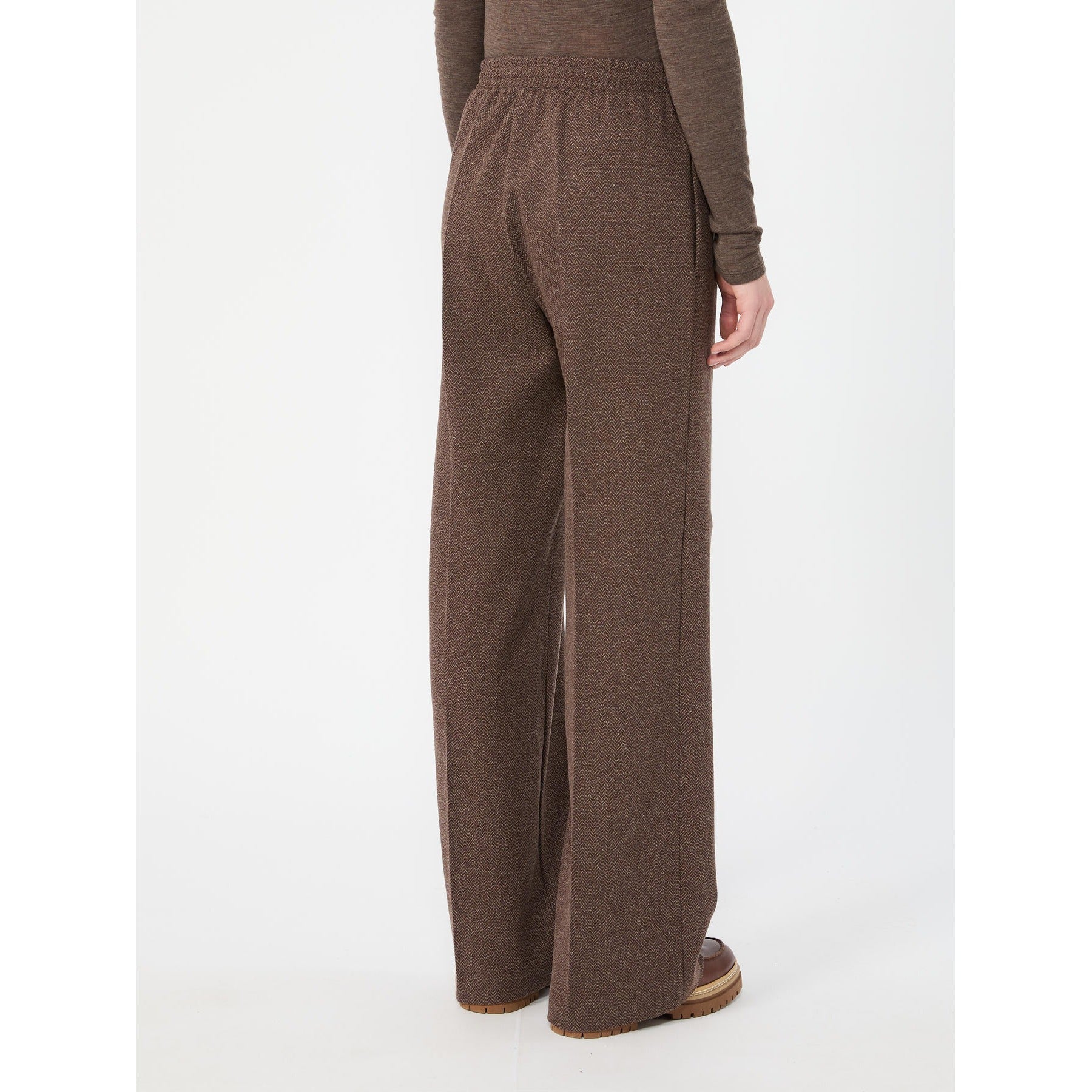 Young Ideas & Henmores -Editta Chevron Jersey Trousers -001 Dark Brown -XS