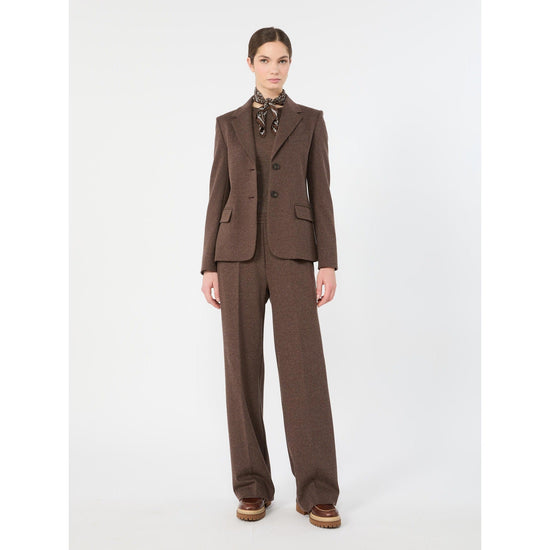 Young Ideas & Henmores -Editta Chevron Jersey Trousers -001 Dark Brown -XS