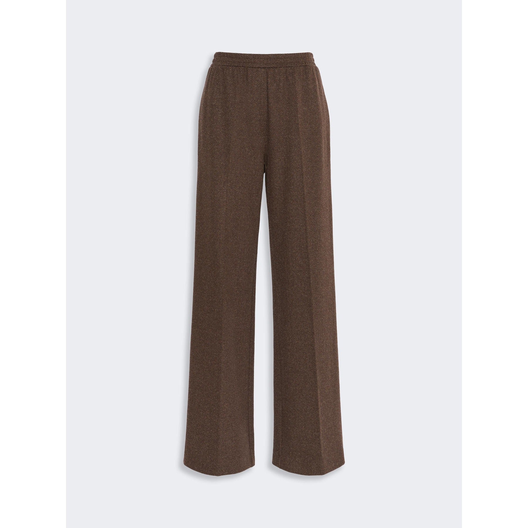 Young Ideas & Henmores -Editta Chevron Jersey Trousers -001 Dark Brown -XS