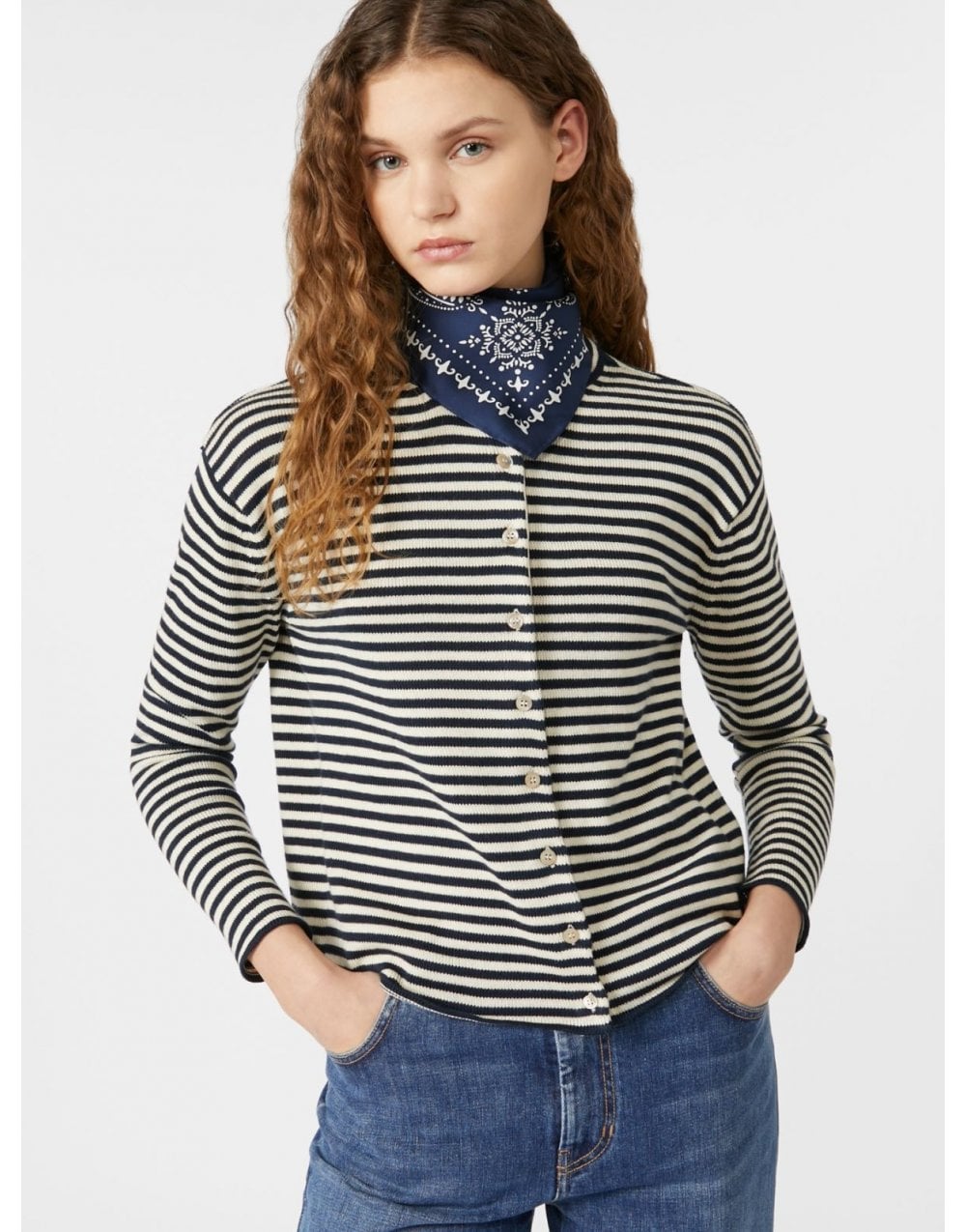 Young Ideas/Henmores - Eritea Striped Cardigan - 021 Navy - S