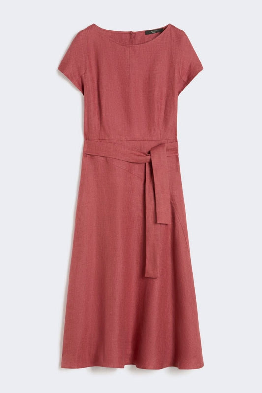 Young Ideas/Henmores - Esordio Flaxlinen Belted Midi Dress - 034 Cherry - 8
