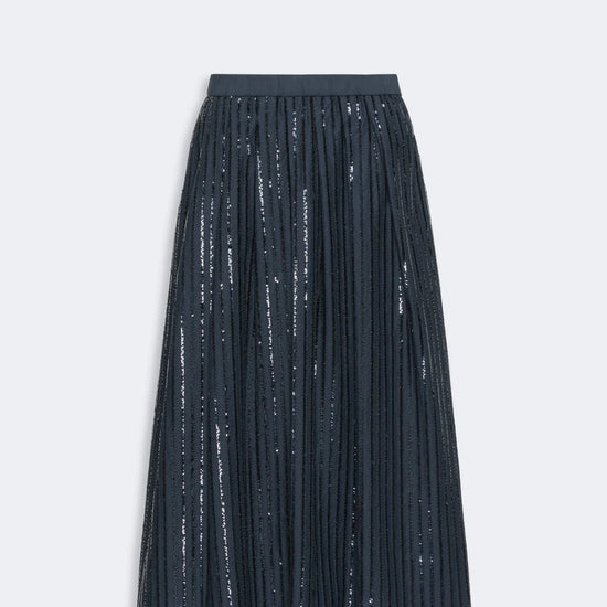 Young Ideas & Henmores -Fiordi Sequin Midi Skirt -001 Navy -XS