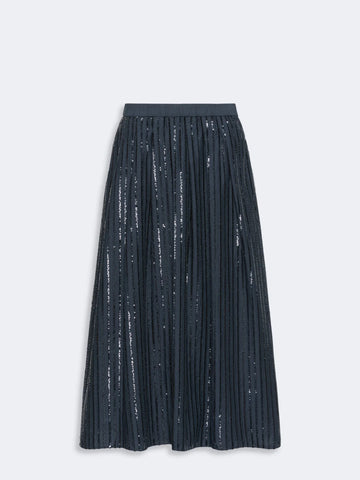 Young Ideas & Henmores -Fiordi Sequin Midi Skirt -001 Navy -XS