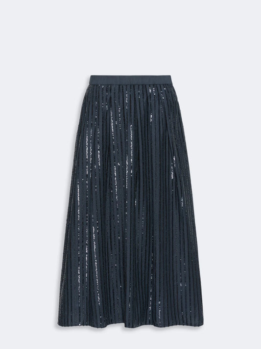 Young Ideas & Henmores -Fiordi Sequin Midi Skirt -001 Navy -XS