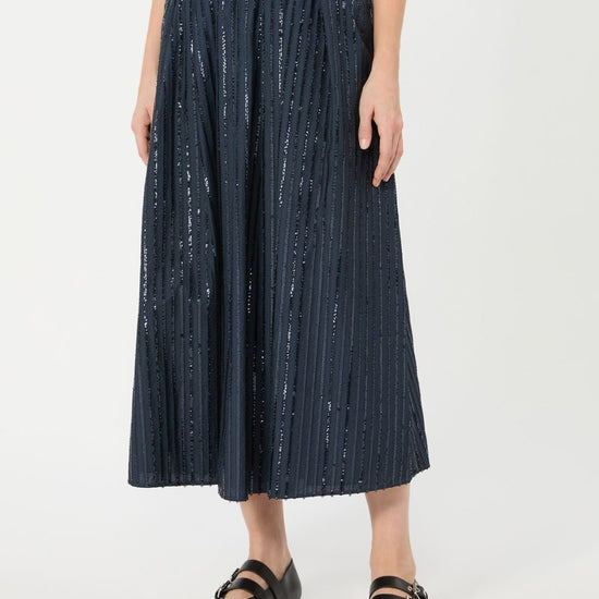 Young Ideas & Henmores -Fiordi Sequin Midi Skirt -001 Navy -XS