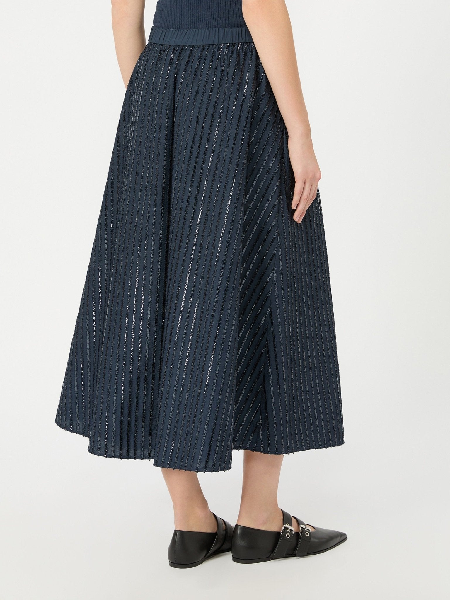 Young Ideas & Henmores -Fiordi Sequin Midi Skirt -001 Navy -XS
