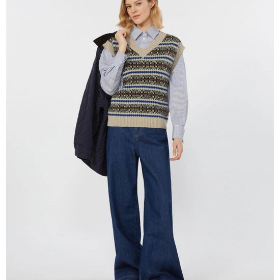 Young Ideas/Henmores - Fleres Jacquard Sleeveless Knitted Top - 026 Ecru - XS