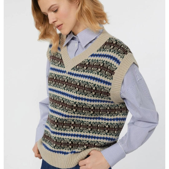 Young Ideas/Henmores - Fleres Jacquard Sleeveless Knitted Top - 026 Ecru - XS