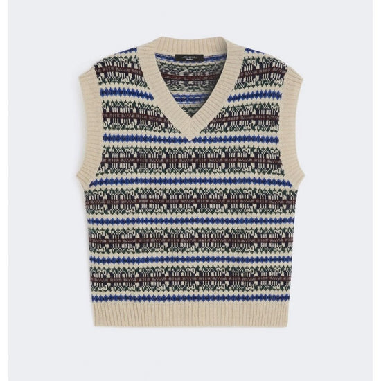 Young Ideas/Henmores - Fleres Jacquard Sleeveless Knitted Top - 026 Ecru - XS