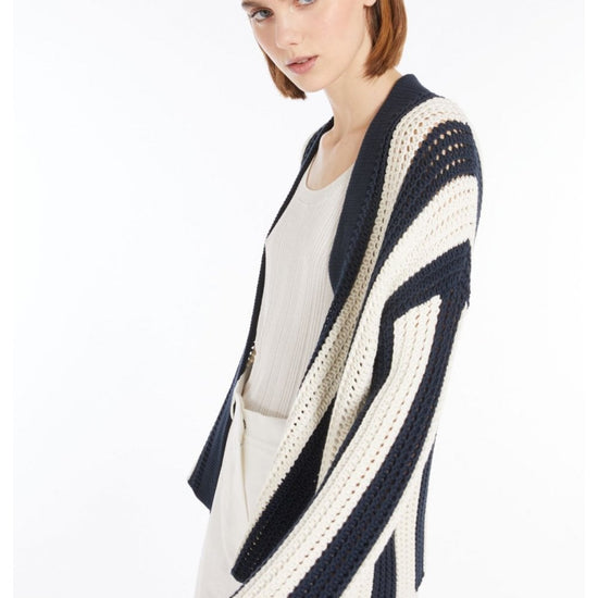 Young Ideas/Henmores - Gabon Bold Stripe Knitted Cardigan - 003 Navy - XS