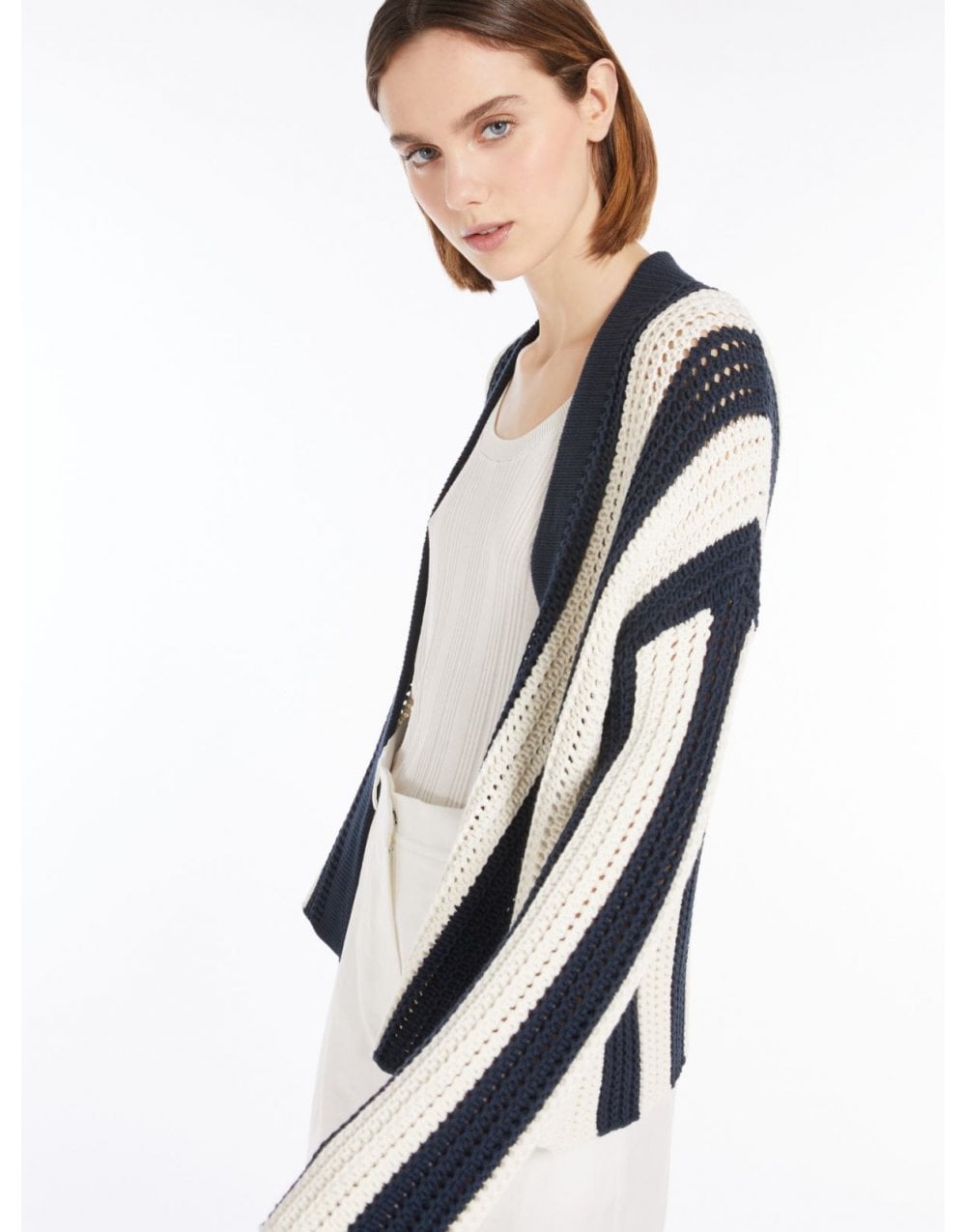 Young Ideas/Henmores - Gabon Bold Stripe Knitted Cardigan - 003 Navy - XS