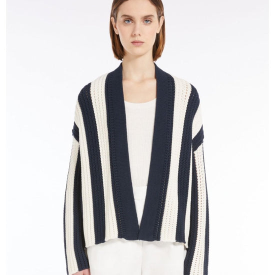 Young Ideas/Henmores - Gabon Bold Stripe Knitted Cardigan - 003 Navy - XS
