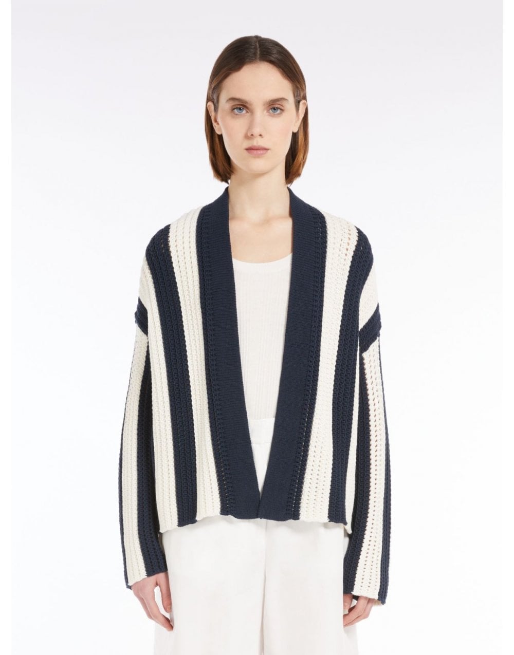 Young Ideas/Henmores - Gabon Bold Stripe Knitted Cardigan - 003 Navy - XS