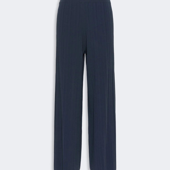 Young Ideas & Henmores - Garza Plisse Wide Leg Trousers - 004 Navy - XS