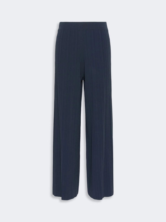 Young Ideas & Henmores - Garza Plisse Wide Leg Trousers - 004 Navy - XS