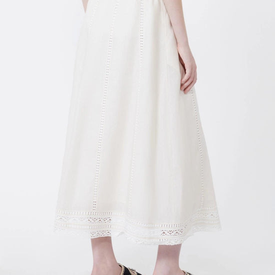 Young Ideas/Henmores - Gergo Linen Embroidered Skirt - 002 Ecru - XS