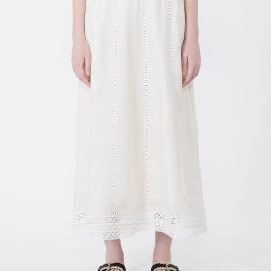 Young Ideas/Henmores - Gergo Linen Embroidered Skirt - 002 Ecru - XS