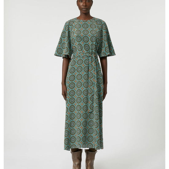 Young Ideas/Henmores - Gerog Geometric Print Jersey Dress - 003 Blue - XS