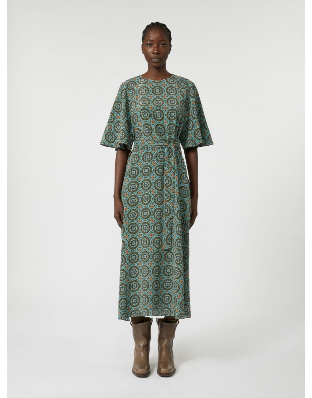 Young Ideas/Henmores - Gerog Geometric Print Jersey Dress - 003 Blue - XS