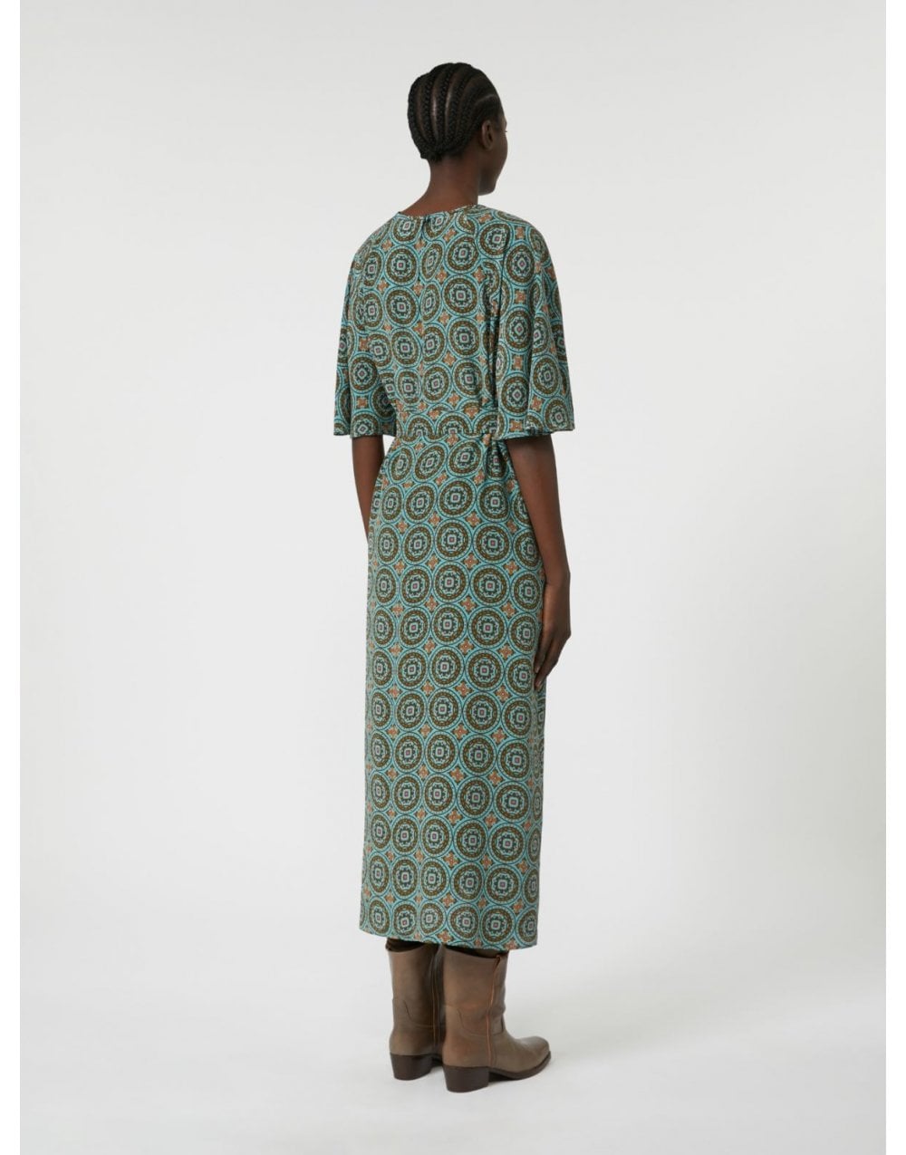 Young Ideas/Henmores - Gerog Geometric Print Jersey Dress - 003 Blue - XS