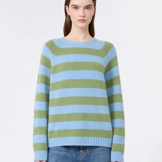 Young Ideas & Henmores - Ghiacci Knitted Crew Neck Jumper - 008 Raspberry Stripe - XS