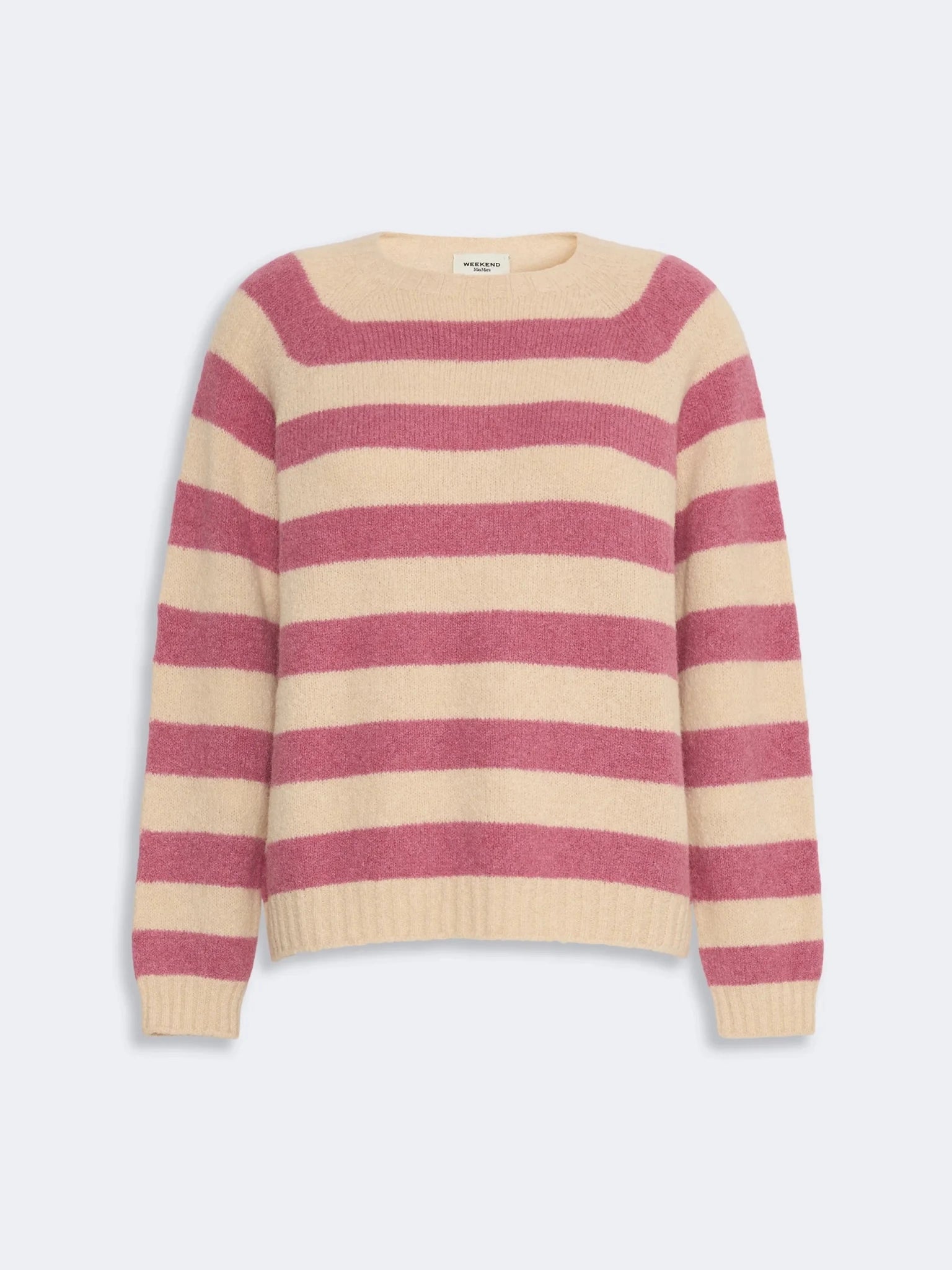 Young Ideas & Henmores - Ghiacci Knitted Crew Neck Jumper - 008 Raspberry Stripe - XS
