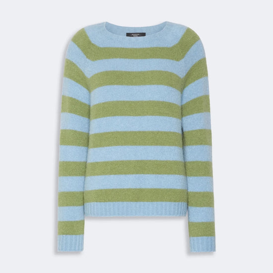 Young Ideas & Henmores - Ghiacci Knitted Crew Neck Jumper - 007 Light Blue Stripe - XS