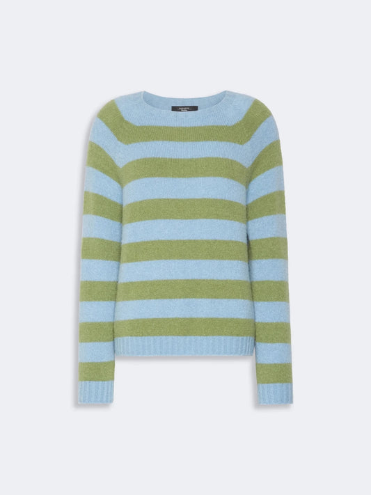 Young Ideas & Henmores - Ghiacci Knitted Crew Neck Jumper - 007 Light Blue Stripe - XS