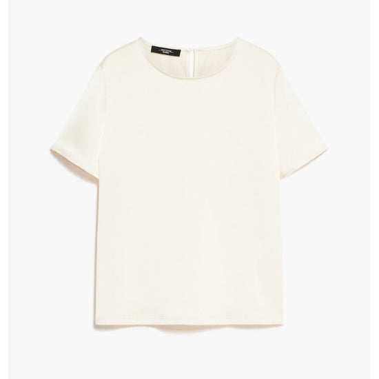 Young Ideas/Henmores - Gilbert Satin Short Sleeve Top - 001 Ivory - S