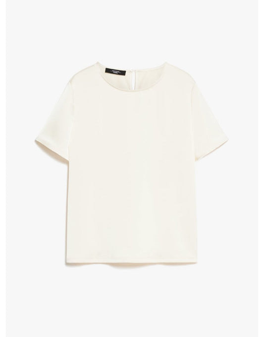Young Ideas/Henmores - Gilbert Satin Short Sleeve Top - 001 Ivory - S