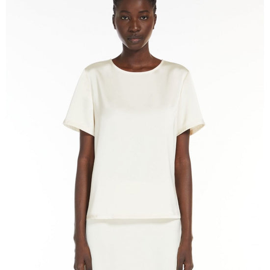 Young Ideas/Henmores - Gilbert Satin Short Sleeve Top - 001 Ivory - S