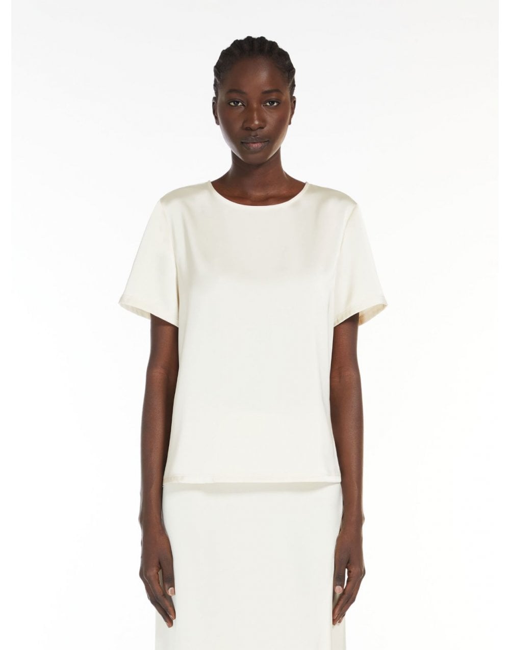 Young Ideas/Henmores - Gilbert Satin Short Sleeve Top - 001 Ivory - S