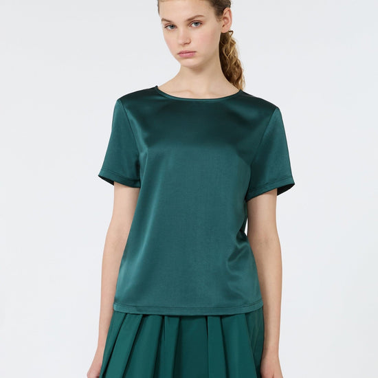 Young Ideas & Henmores -Gilbert Satin Short Sleeve Top -001 Ivory -S