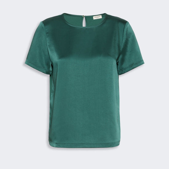 Young Ideas & Henmores -Gilbert Satin Short Sleeve Top -005 Green -S
