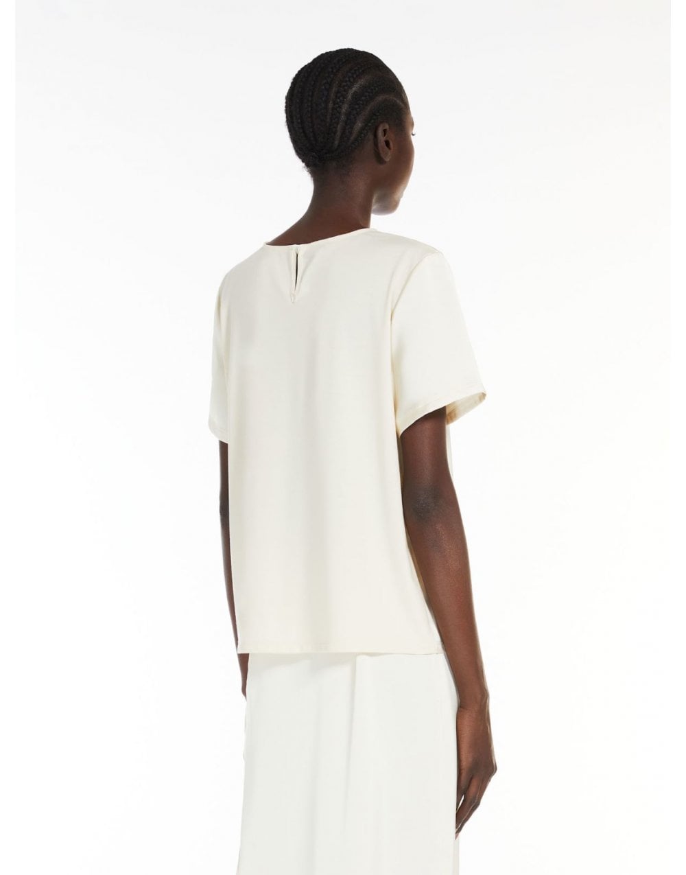 Young Ideas/Henmores - Gilbert Satin Short Sleeve Top - 001 Ivory - S