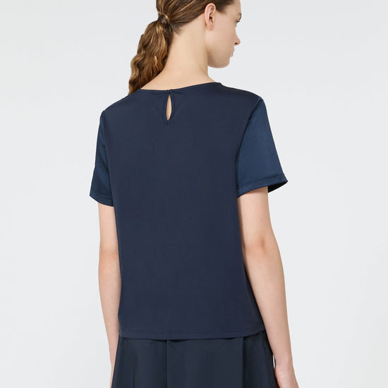 Young Ideas & Henmores -Gilbert Satin Short Sleeve Top -007 Navy -S