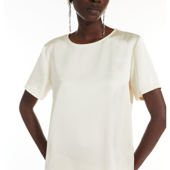 Young Ideas/Henmores - Gilbert Satin Short Sleeve Top - 001 Ivory - S