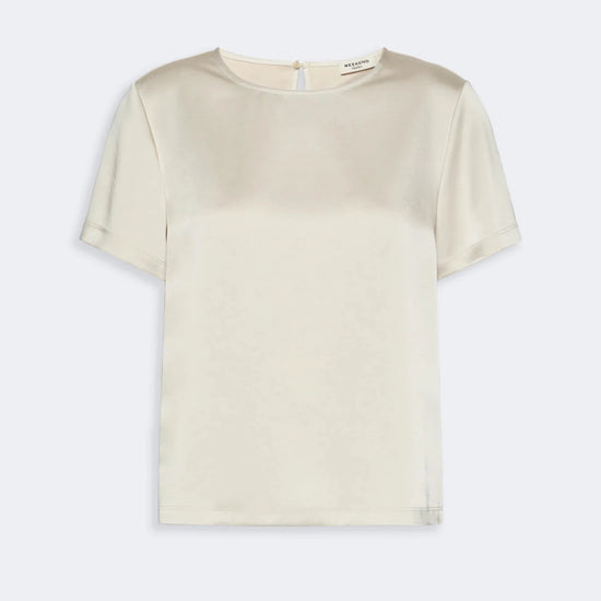 Young Ideas & Henmores -Gilbert Satin Short Sleeve Top -001 Ivory -S