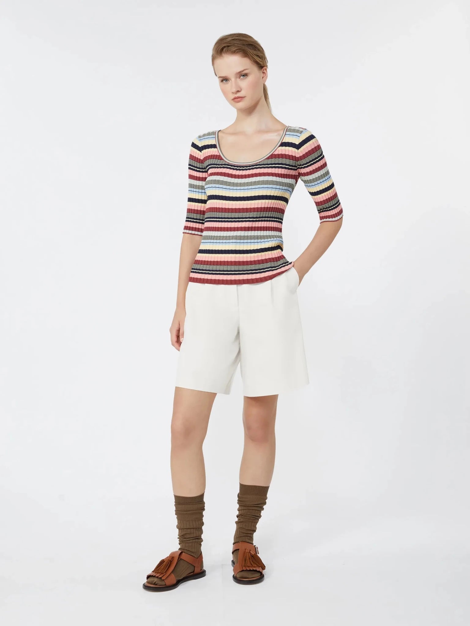Young Ideas & Henmores - Guglia Multi Stripe Knitted Top - 013 Multicolour - S