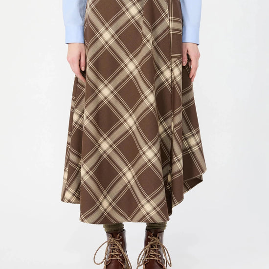 Young Ideas & Henmores -Lanoso Tartan Check Midi Skirt -001 Brown -8