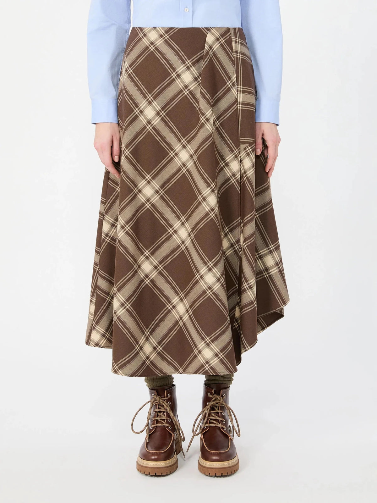 Young Ideas & Henmores -Lanoso Tartan Check Midi Skirt -001 Brown -8