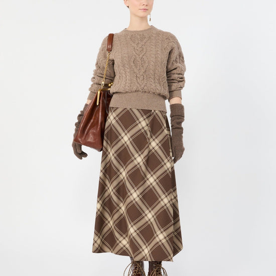 Young Ideas & Henmores -Lanoso Tartan Check Midi Skirt -001 Brown -8