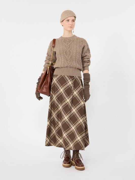 Young Ideas & Henmores -Lanoso Tartan Check Midi Skirt -001 Brown -8