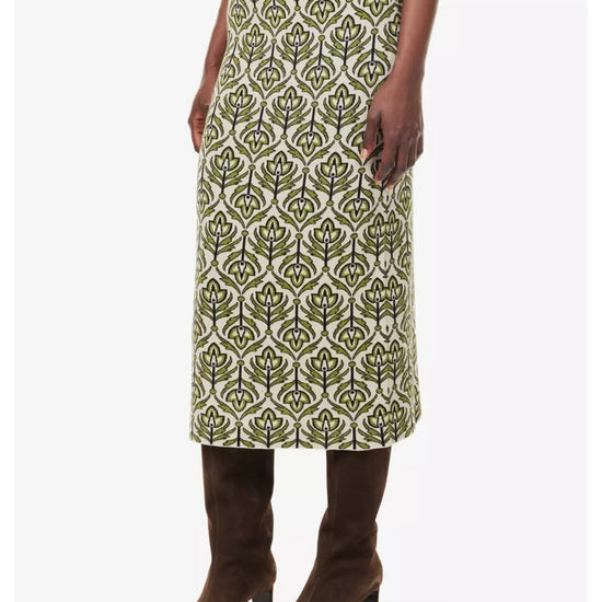 Young Ideas/Henmores - Lena Deco Print Knitted Skirt - 011 Green Deco - S