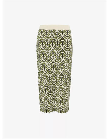 Young Ideas/Henmores - Lena Deco Print Knitted Skirt - 011 Green Deco - S