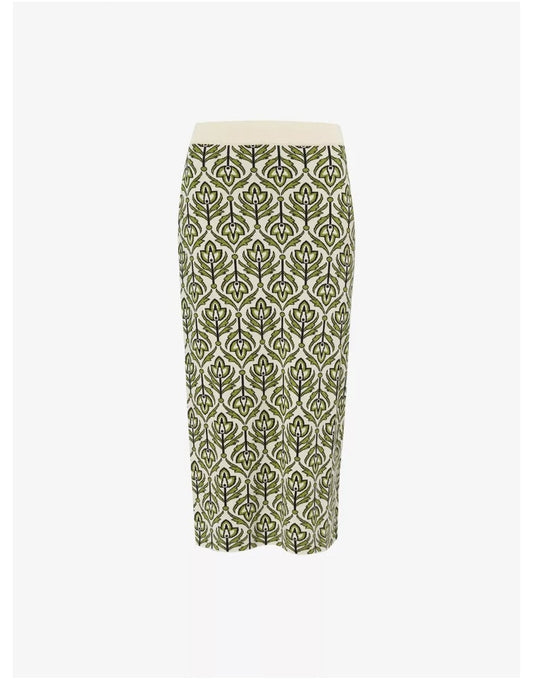 Young Ideas/Henmores - Lena Deco Print Knitted Skirt - 011 Green Deco - S