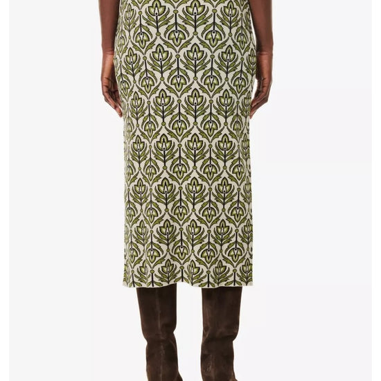 Young Ideas/Henmores - Lena Deco Print Knitted Skirt - 011 Green Deco - S