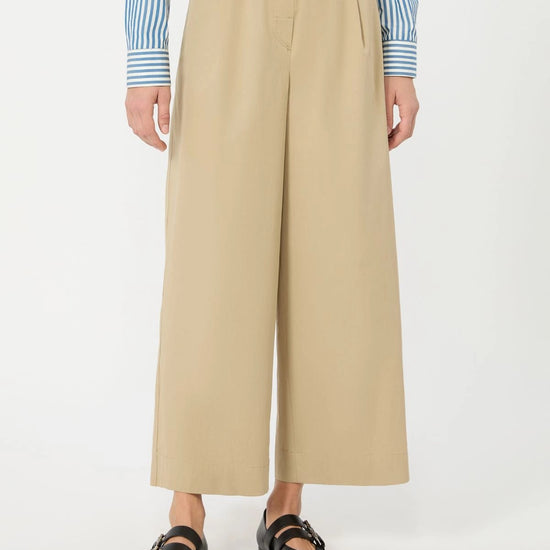 Young Ideas & Henmores - Libero Crop Wide Leg Drawstring Trousers - 001 Beige - 6