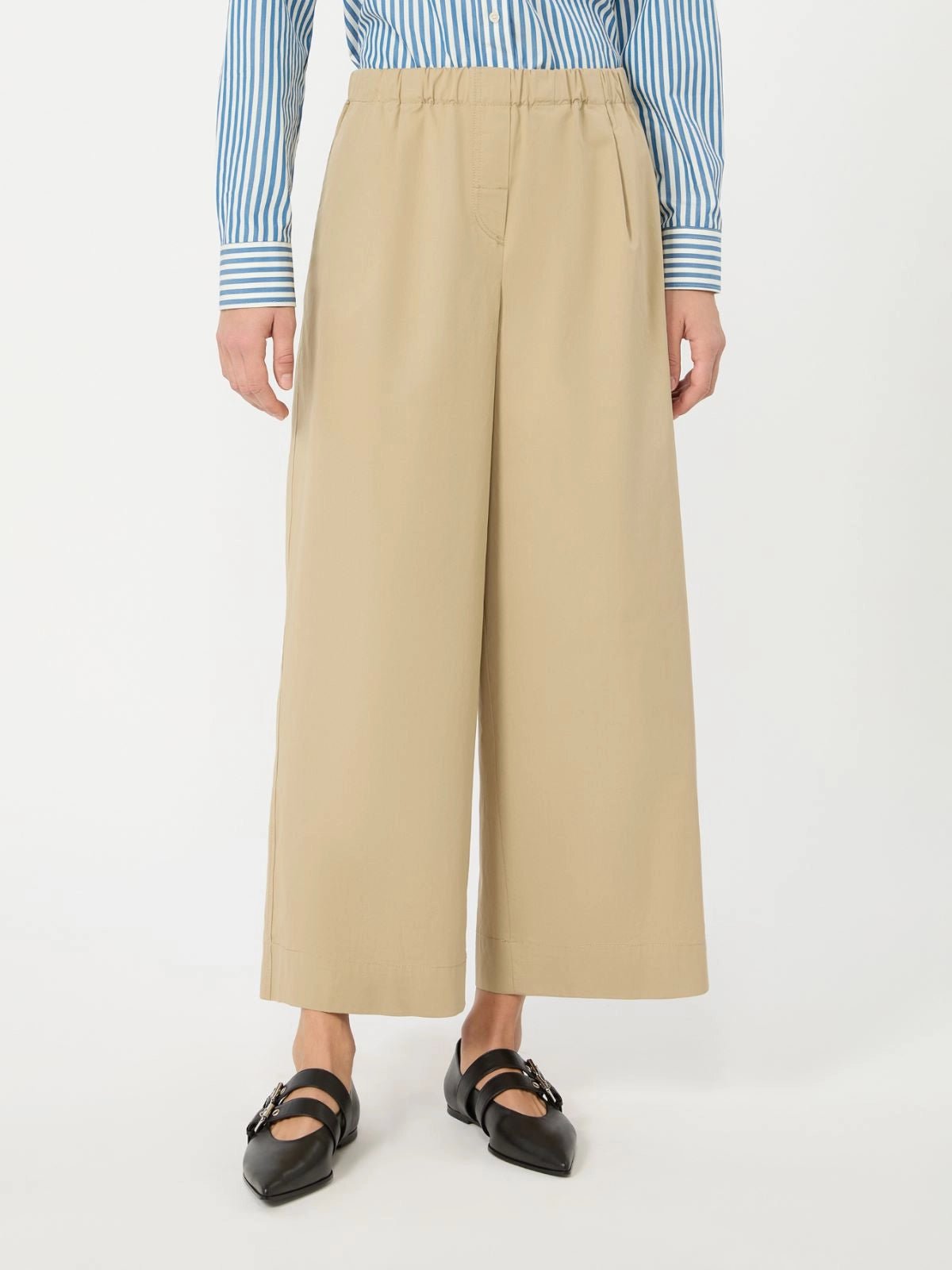 Young Ideas & Henmores - Libero Crop Wide Leg Drawstring Trousers - 001 Beige - 6