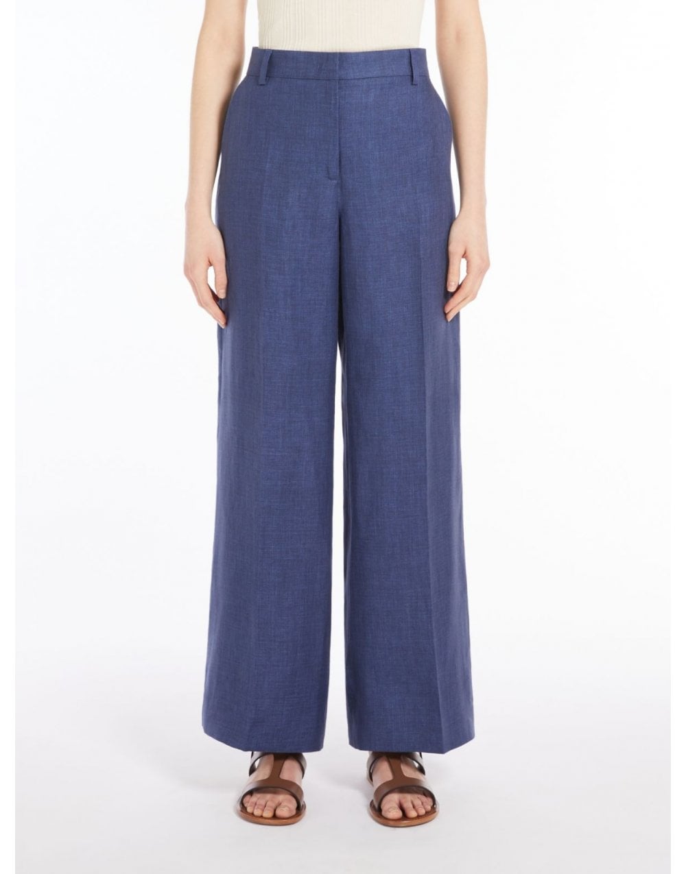 Young Ideas/Henmores - Malizia Linen Wide Leg Trousers - 006 Navy - 8
